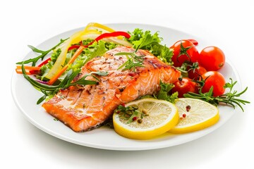 Grilled Salmon with Lemon and Vegetables