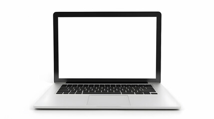 Fototapeta premium A laptop with a blank screen isolated against a white background.