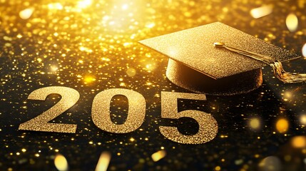 Golden Graduation Cap and Year Two Thousand Five