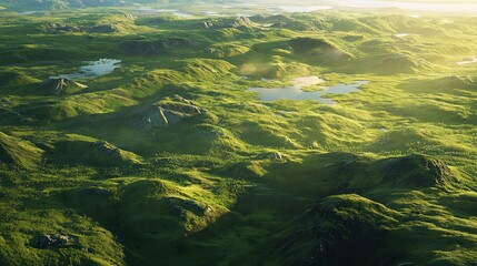 Aerial View of the Green Landscape in Iceland 16K Resolution