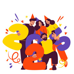 Illustration of an Celebrating New Year Character 2025