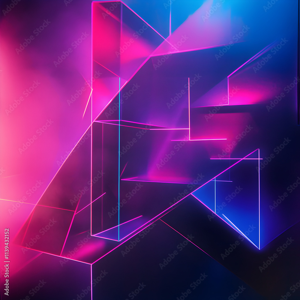 Wall mural a colorful abstract image with a purple background and blue and pink lines. the image is made up of 