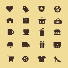 shopping mall icons set
