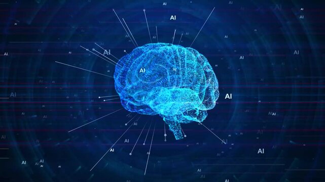 3D Future AI tech machine learning, face outline circuit board and binary data flow background. cyber mind Human fast digital computing, robot revolution Big data, artificial intelligence. Data mining