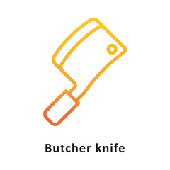 Butcher Knife Vector Gradient Outline Icon. Eps 10 File