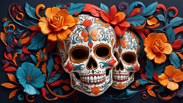 Mexican Skull Colors Ornament for Dia de Muertos
