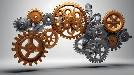 /imagine: A series of interconnected gears in motion, each one representing teamwork driving success. --ar 3:2 --v 4
