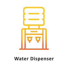 Water Dispenser Vector Gradient Outline Icon. Eps 10 File