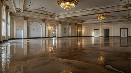 Obraz premium Grand Ballroom Under Renovation Reflecting Light