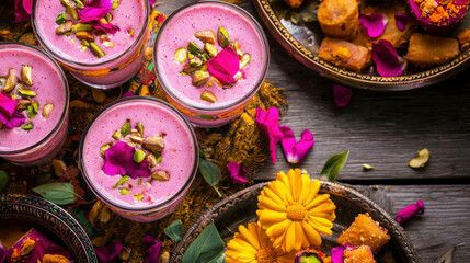 Refreshing Indian Summer Dessert Scene with Raksha Bandhan Sweets and Snacks