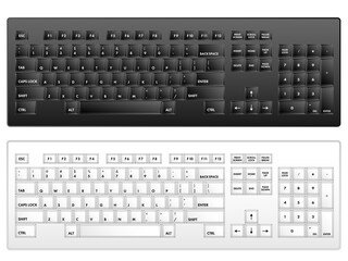 デスクトップ用USキーボード白と黒