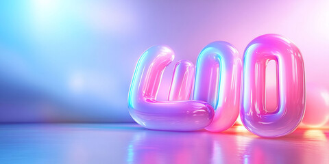 Colorful 3D text design with a glowing effect.