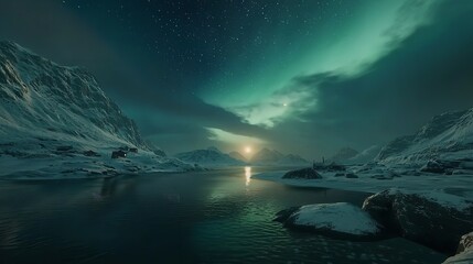Fototapeta premium Aurora Borealis on the Lofoten Islands, Norway