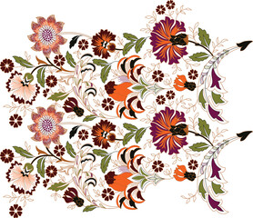 A vibrant tapestry of blooms, meticulously embroidered, showcasing intricate detail and rich color palettes-2