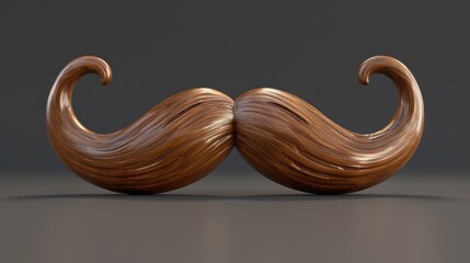 Brown wooden gentlemen mustache isolated