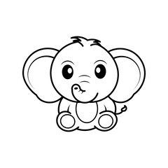 elephant outline on white background