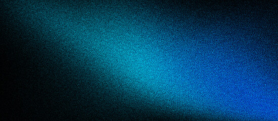 Grainy abstract sea green light blue black gradient noise texture effect banner in the background