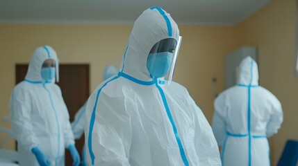 Pediatric hospital ward featuring dedicated medical professionals in protective gear, emphasizing compassionate care and safety in healthcare environments