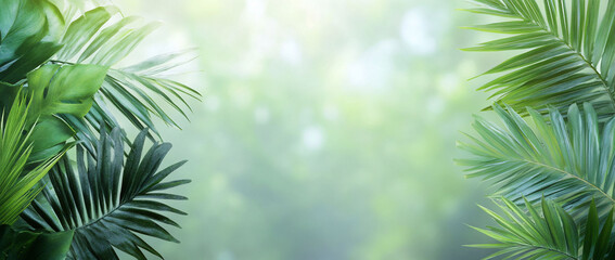 Obraz premium Lush green foliage with a soft blurred background.