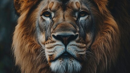 Majestic lion portrait isolated on a clean white background