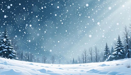 Fototapeta premium Snow fall winter illustration white background