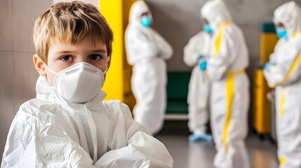 Pediatric hospital ward featuring dedicated medical professionals in protective gear, emphasizing compassionate care and safety in healthcare environments