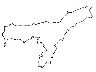 Minimalist Line Art Map of Assam