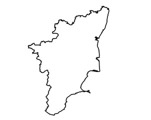 Minimalist Line Art Map of Tamil Nadu