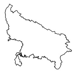 Minimalist Line Art Map of Uttar Pradesh
