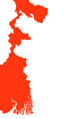 Orange Map of West Bengal - Minimalist Design
