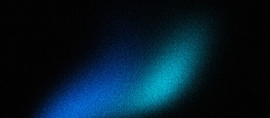 Grainy abstract sea green light blue black gradient noise texture effect banner in the background