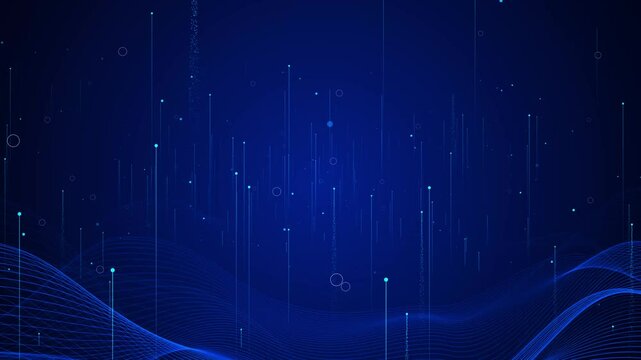 Cyberspace Big Data Digital Business Hi tech matrix Tunnel, binary code Futuristic flight line landscape waves, dust particle big data connection technology Sci fi internet of things wireframe. matrix