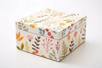 Decorative box , Isolated white background, flat lay 