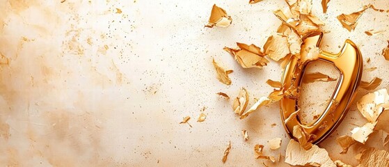 Shattered Gold Trophy on Beige Background
