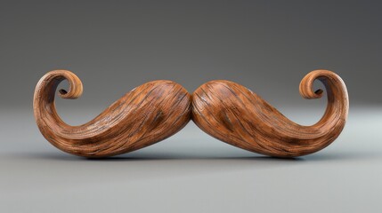 Brown wooden gentlemen mustache isolated