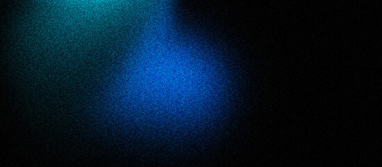 Grainy abstract sea green light blue black gradient noise texture effect banner in the background