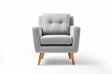 Gray Armchair , Isolated white background, flat lay 