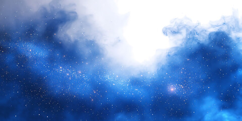 Blue smoke background. Magic blue smoke with glitter and small particles on PNG