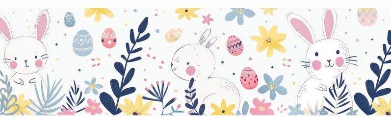Cute Easter Bunnies and Eggs