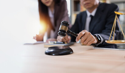 Lawyer or judge consult, lawyers discussing about contract and agreement concept.