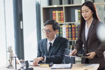 Lawyer or judge consult, lawyers discussing about contract and agreement concept.