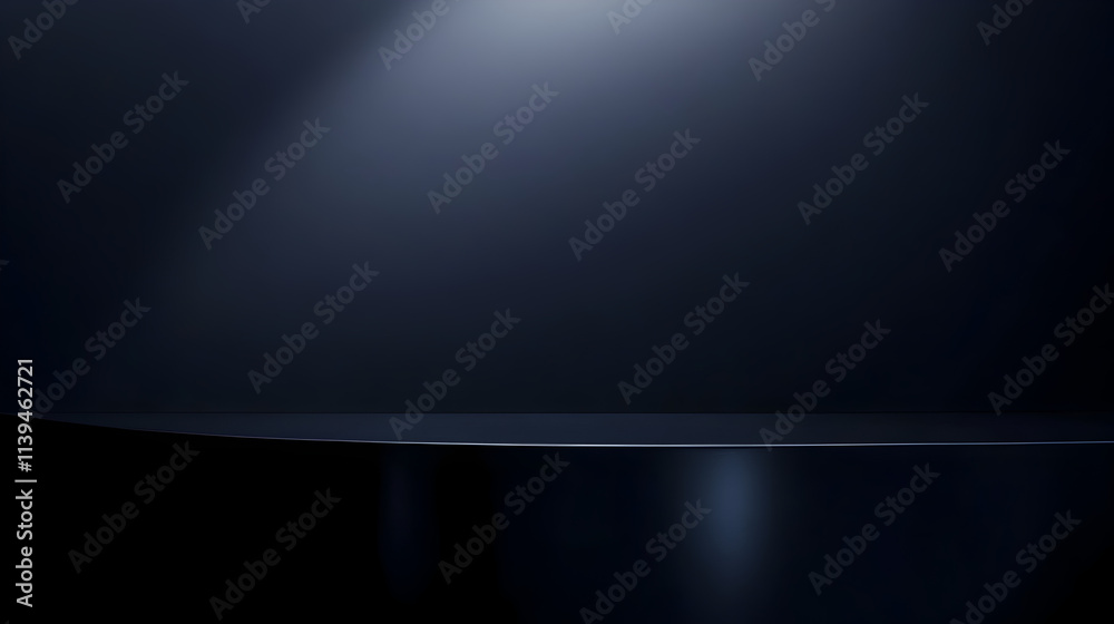 Wall mural a dark blue background with a black object in the foreground. the object is a table with a black top