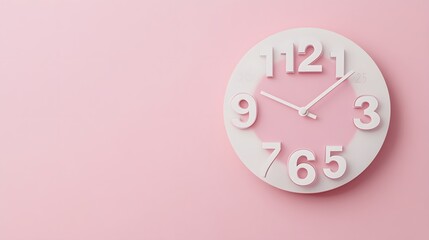 A modern minimalist pink and white clock design