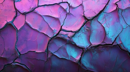 Abstract textured background with cracked surface in vibrant purple and blue hues.