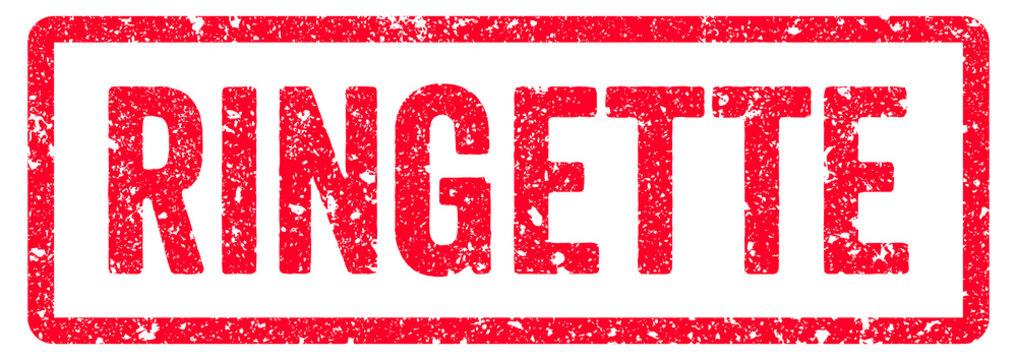 Ringette Stamp Transparent Seal, Red Grunge Ringette Word Rubber Stamp Seal