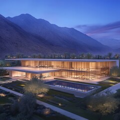Desert Oasis Modern Architecture Residence at Dusk