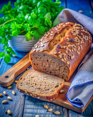 Freshly Baked Rye Bread with Seeds. Rustic and Delicious