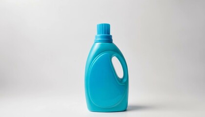 bottle with detergent, Stylish Teal Plastic Detergent Bottle Against White Background