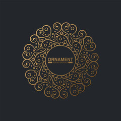 Luxury dark Gold round floral frame design