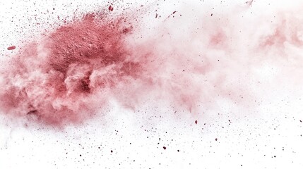 Obraz premium A burst of pink powder creating a cloud-like effect on a white background.